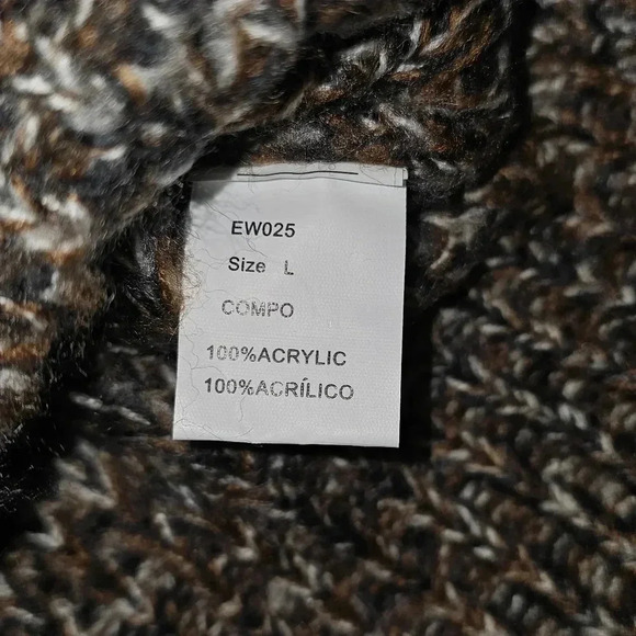 VTG GeeGee Cable Knit Sweater Sz Lg Suede Textured Design Inserts Brown,Black - Picture 9 of 12